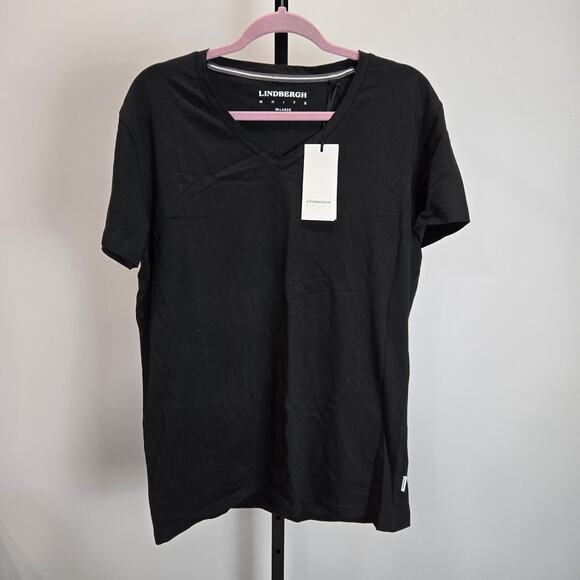 NWT Lindbergh Short Sleeve Solid Black Performance T-Shirt Large - Picture 1 of 8